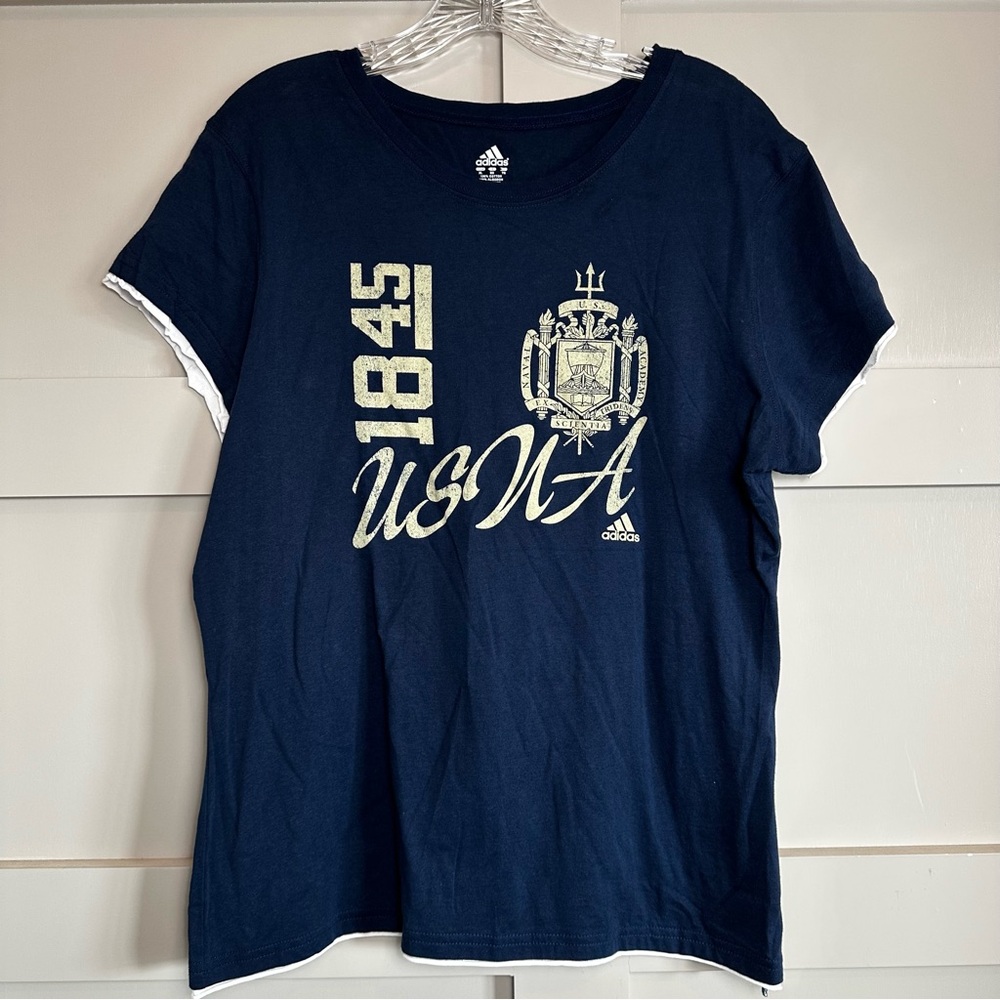 adidas U.S. Naval Academy USNA Midshipmen 100% Cotton T-Shirt Blue Women’s XL